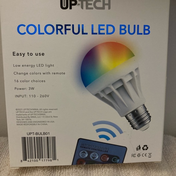 NIB Up-Tech Multi-Color LED Light Bulb w/ Remote - Picture 2 of 2